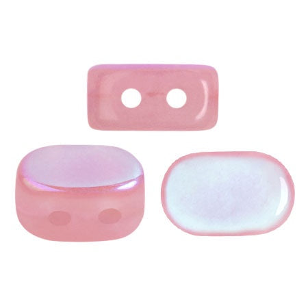 Lipsi Par Puca, Light Rose Opal AB, 10 grams, Czech 2 Hole Glass Bead