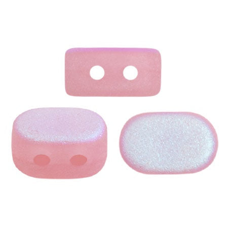 Lipsi Par Puca, Light Rose Opal AB Matte, 10 grams, Czech 2 Hole Glass Bead