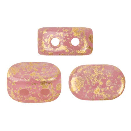 Lipsi Par Puca, Light Rose Opal Splash, 10 grams, Czech 2 Hole Glass Bead