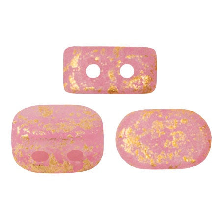 Lipsi Par Puca, Light Rose Opal Splash Matte, 10 grams, Czech 2 Hole Glass Bead