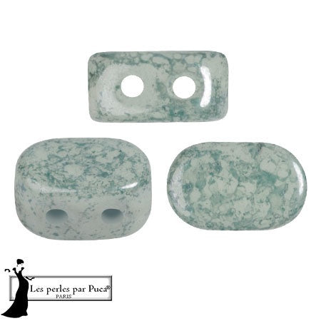 Lipsi Par Puca, Light Citrus Marble, 10 grams, Czech 2 Hole Glass Bead