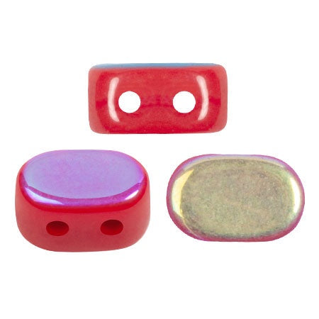 Lipsi Par Puca, Grenadine Opal AB, 10 grams, Czech 2 Hole Glass Bead
