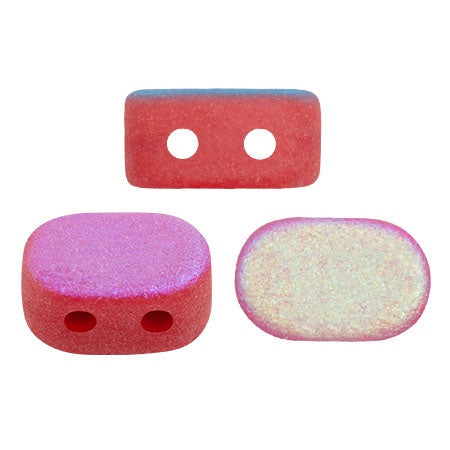Lipsi Par Puca, Grenadine Opal Matte AB, 10 grams, Czech 2 Hole Glass Bead