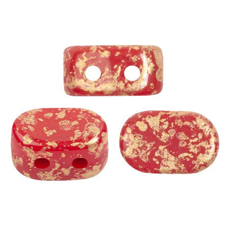 Lipsi Par Puca, Grenadine Opal Splash, 10 grams, Czech 2 Hole Glass Bead