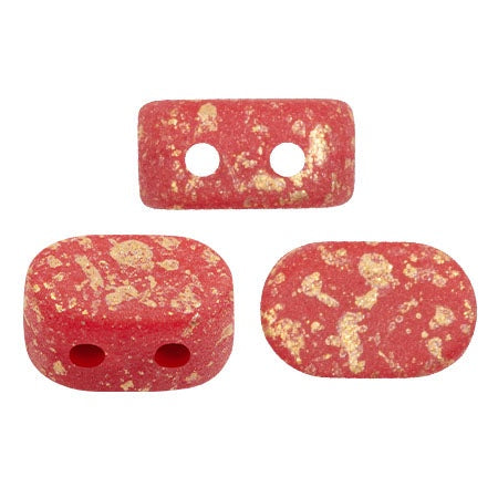 Lipsi Par Puca, Grenadine Opal Matte Splash, 10 grams, Czech 2 Hole Glass Bead