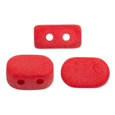 Lipsi Par Puca, Opaque Coral Red Matte, 10 grams, Czech 2 Hole Glass Bead