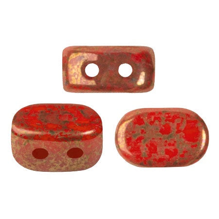 Lipsi Par Puca, Opaque Light Coral Bronze, 10 grams, Czech 2 Hole Glass Bead