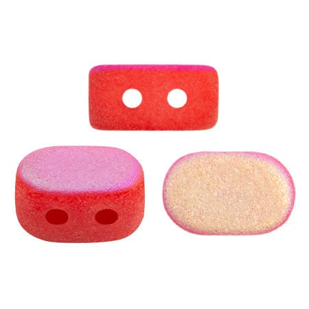 Lipsi Par Puca, Opaque Light Coral AB Matte, 10 grams, Czech 2 Hole Glass Bead