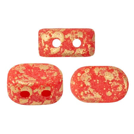 Lipsi Par Puca, Opaque Light Coral Splash Matte, 10 grams, Czech 2 Hole Glass Bead