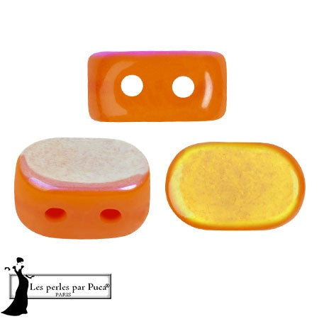 Lipsi Par Puca, Bright Carrot AB, 10 grams, Czech 2 Hole Glass Bead