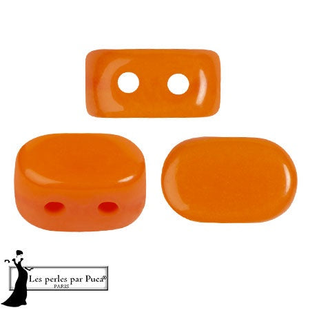 Lipsi Par Puca, Bright Carrot, 10 grams, Czech 2 Hole Glass Bead