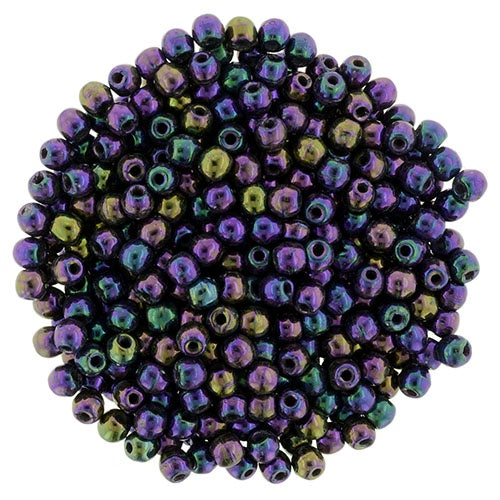 2mm Czech Round Glass Druk Bead, Iris Purple, 100 pieces