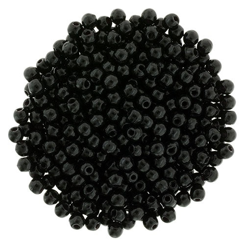 2mm Czech Round Glass Druk Bead, Jet, 100 pieces