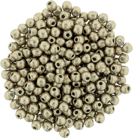 2mm Czech Round Glass Druk Bead, Saturated Metallic Hazelnut, 100 pieces