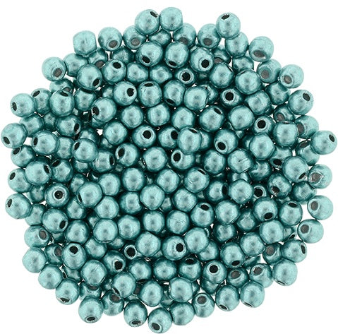 2mm Czech Round Glass Druk Bead, Saturated Metallic Island Paradise, 100 pieces