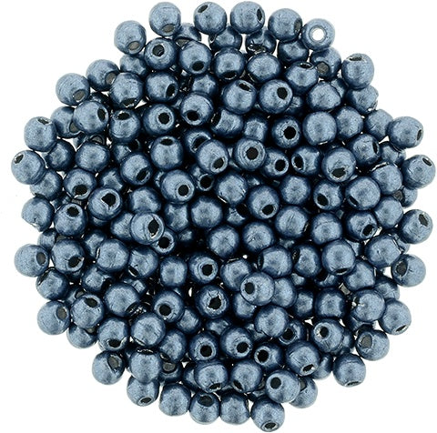 2mm Czech Round Glass Druk Bead, Saturated Metallic Niagara, 100 pieces