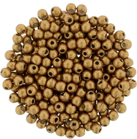 2mm Czech Round Glass Druk Bead, Saturated Metallic Flame, 100 pieces
