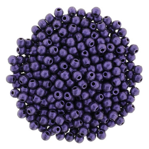 2mm Czech Round Glass Druk Bead, Metallic Suede Purple, 100 pieces
