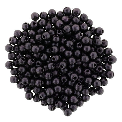 2mm Czech Round Glass Druk Bead, Metallic Suede Dk Plum, 100 pieces