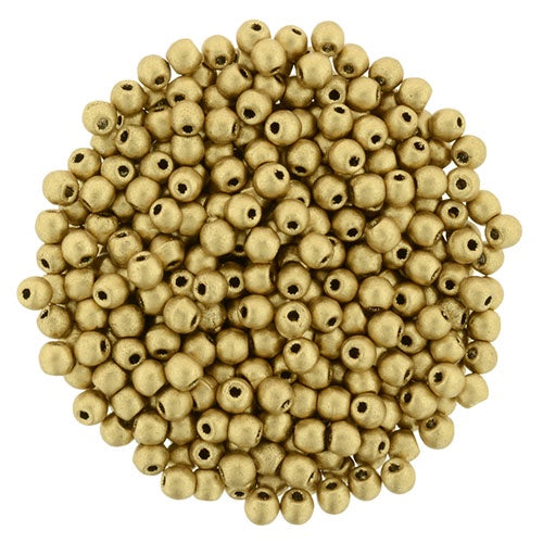 2mm Czech Round Glass Druk Bead, Matte Metallic Flax, 100 pieces