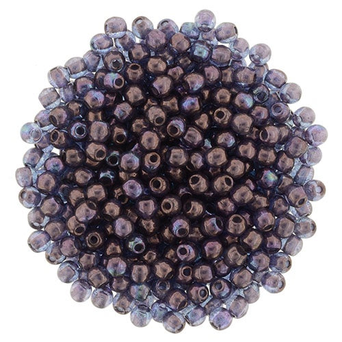 2mm Czech Round Glass Druk Bead, Luster Transparent Amethyst, 100 pieces
