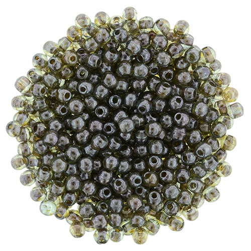 2mm Czech Round Glass Druk Bead, Luster Transparent Green, 100 pieces