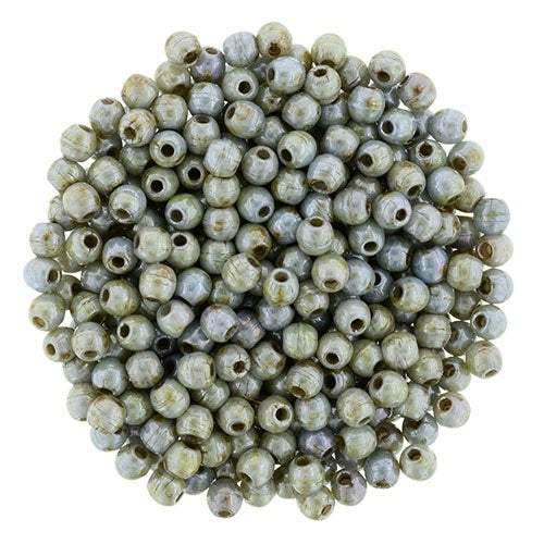 2mm Czech Round Glass Druk Bead, Luster Opaque Green, 100 pieces