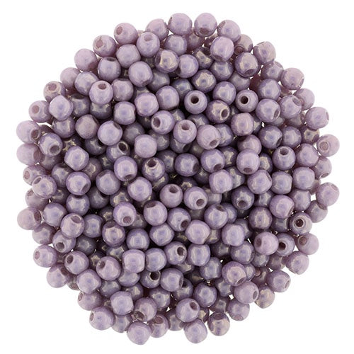 2mm Czech Round Glass Druk Bead, Luster Opaque Lilac, 100 pieces