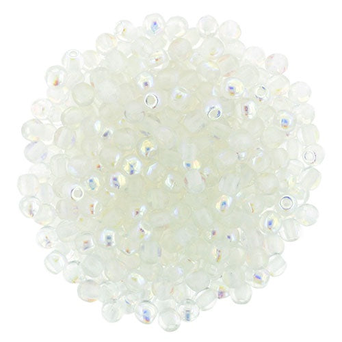 2mm Czech Round Glass Druk Bead, Crystal AB, 100 pieces