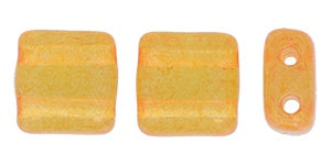 Czechmate 6mm Square Czech Two Hole Glass Tile Bead, Translucent Sundial, 25 pieces