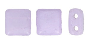 Czechmate 6mm Square Czech Two Hole Glass Tile Bead, Opaque Digital Lavender, 25 pieces