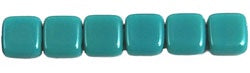 Czechmate 6mm Square Czech Two Hole Glass Tile Bead, Opaque Turquoise, 25 pieces
