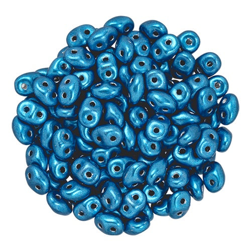 Superduo, Saturated Metallic Nebulas Blue, 2-Hole Czech Glass Bead, 8 grams