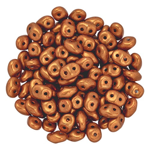 Superduo, Saturated Metallic Russet Orange, 2-Hole Czech Glass Bead, 8 grams