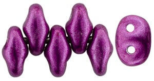 Superduo, Sueded Gold Fuchsia Red, 2-Hole Czech Glass Bead, 8 grams