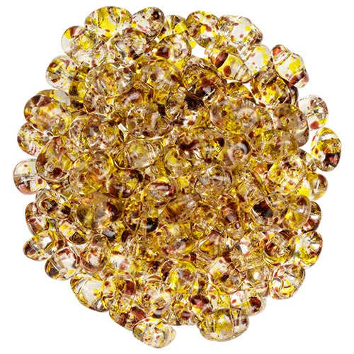 Superduo, Confetti Splash Red Yellow, 2-Hole Czech Glass Bead, 8 grams
