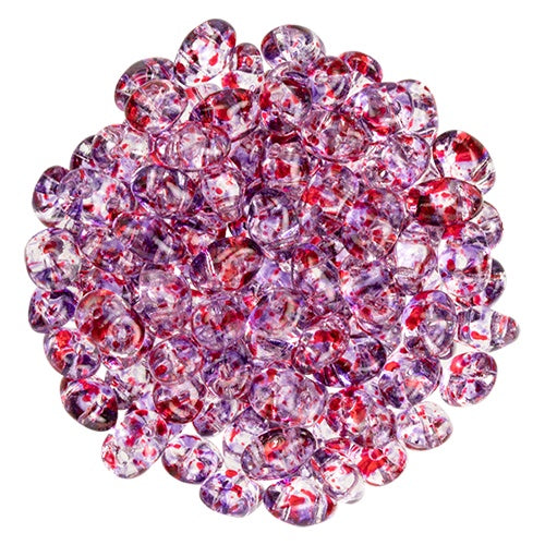 Superduo, Confetti Splash Violet Red, 2-Hole Czech Glass Bead, 8 grams