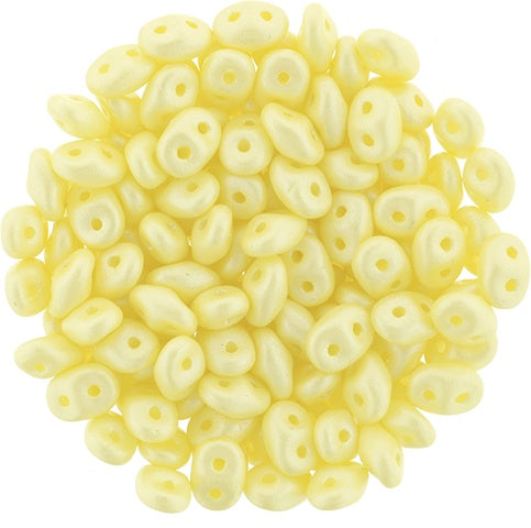 Superduo, Powdery Pastel Yellow, 2-Hole Czech Glass Bead, 8 grams