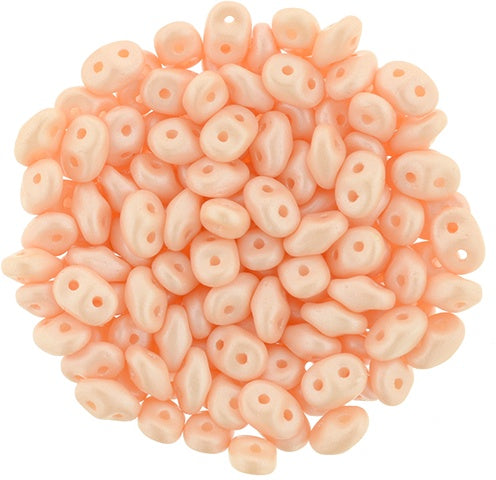 Superduo, Powdery Pastel Peach, 2-Hole Czech Glass Bead, 8 grams