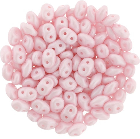 Superduo, Powdery Pastel Pink, 2-Hole Czech Glass Bead, 8 grams