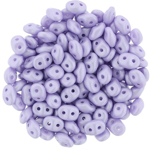 Superduo, Powdery Pastel Purple, 2-Hole Czech Glass Bead, 8 grams