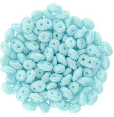 Superduo, Powdery Pastel Turquoise, 2-Hole Czech Glass Bead, 8 grams