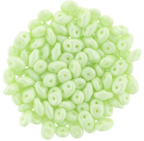 Superduo, Powdery Pastel Lime, 2-Hole Czech Glass Bead, 8 grams