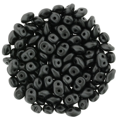 Superduo, Powdery Jet, 2-Hole Czech Glass Bead, 8 grams