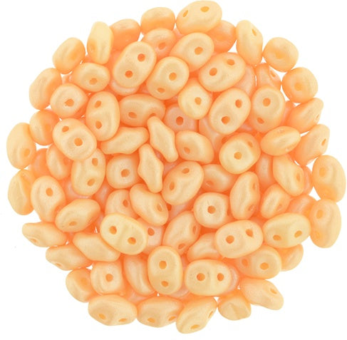 Superduo, Powdery Pastel Orange, 2-Hole Czech Glass Bead, 8 grams