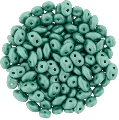 Superduo, Powdery Teal, 2-Hole Czech Glass Bead, 8 grams