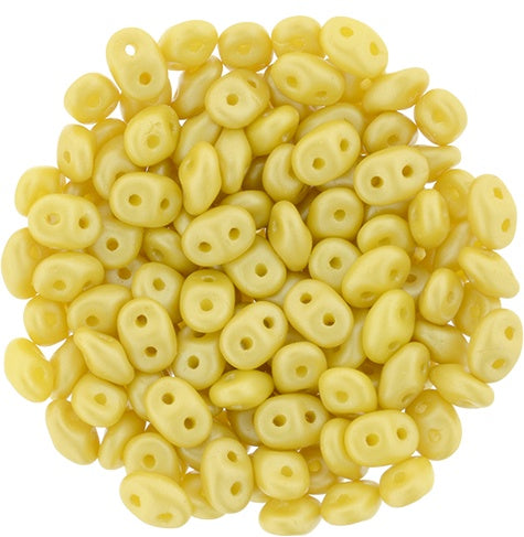 Superduo, Powdery Yellow, 2-Hole Czech Glass Bead, 8 grams