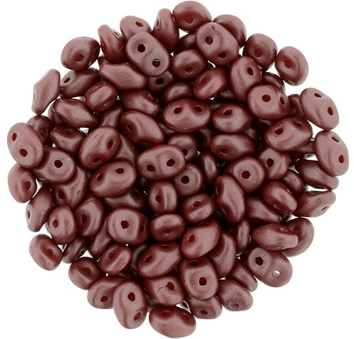 Superduo, Powdery Maroon, 2-Hole Czech Glass Bead, 8 grams