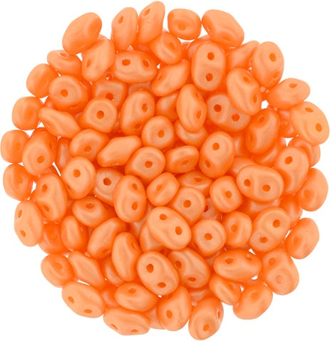 Superduo, Powdery Orange, 2-Hole Czech Glass Bead, 8 grams