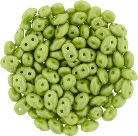Superduo, Powdery Lime, 2-Hole Czech Glass Bead, 8 grams